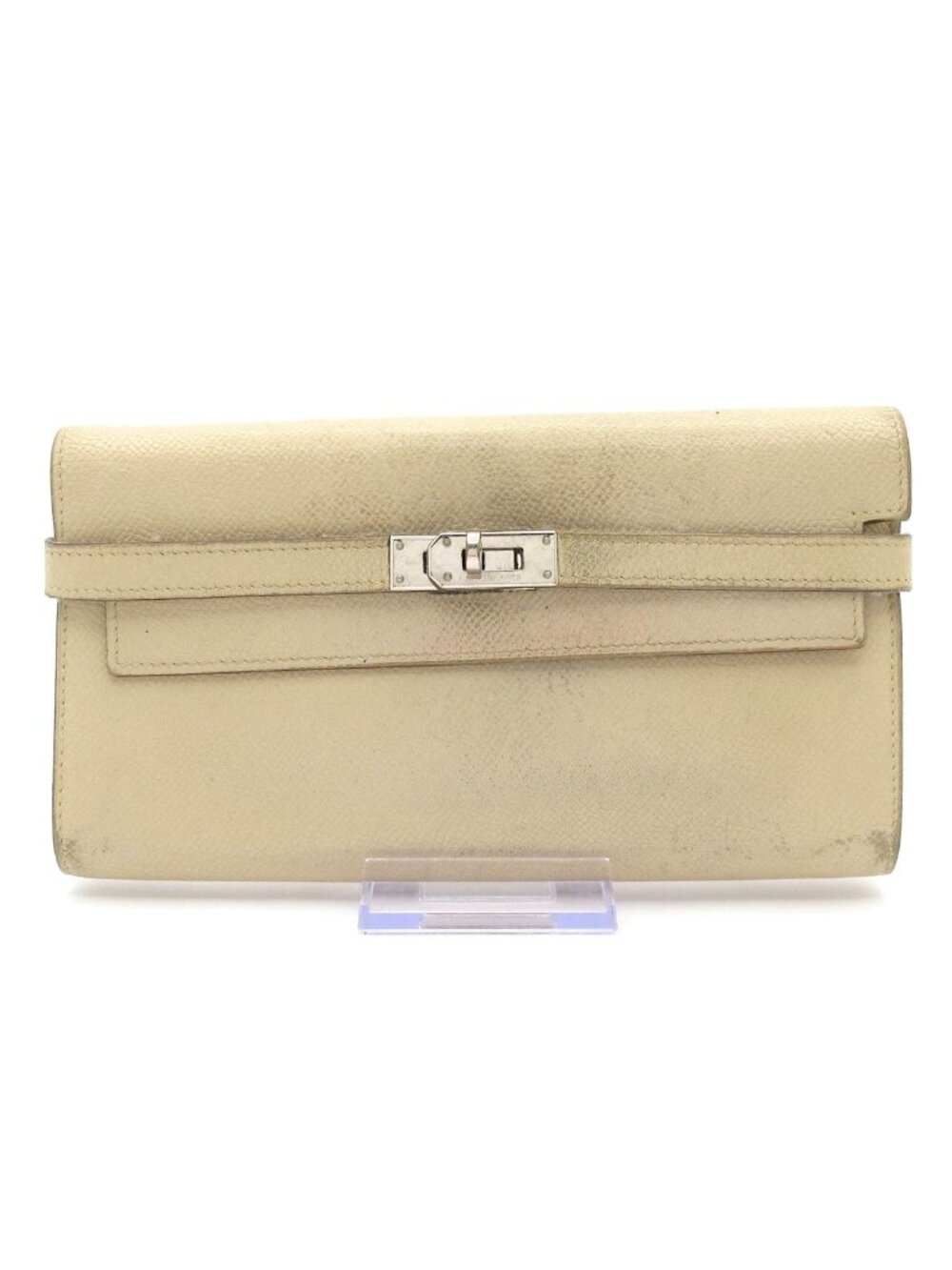 Hermes Wallet Kelly Long Tourtile Gray Silver